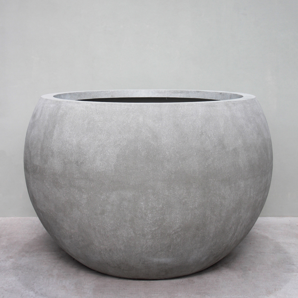 Natural Cement XXL Ball Pot with Fork Lift Slots D175cm x H108cm