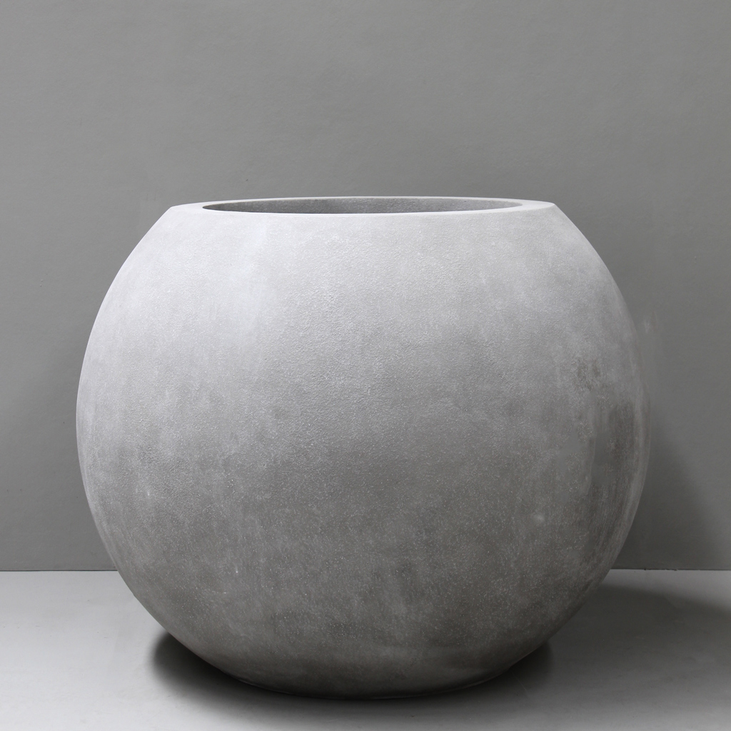 Natural Cement Ball Pot with Fork Lift Slots D116cm x H90cm