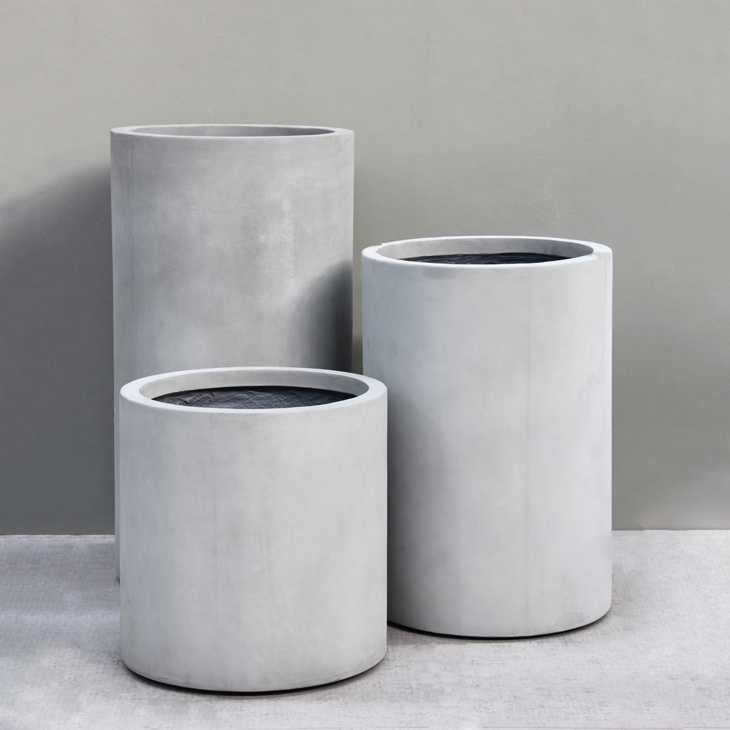 Grey Slim Cylinder Pot