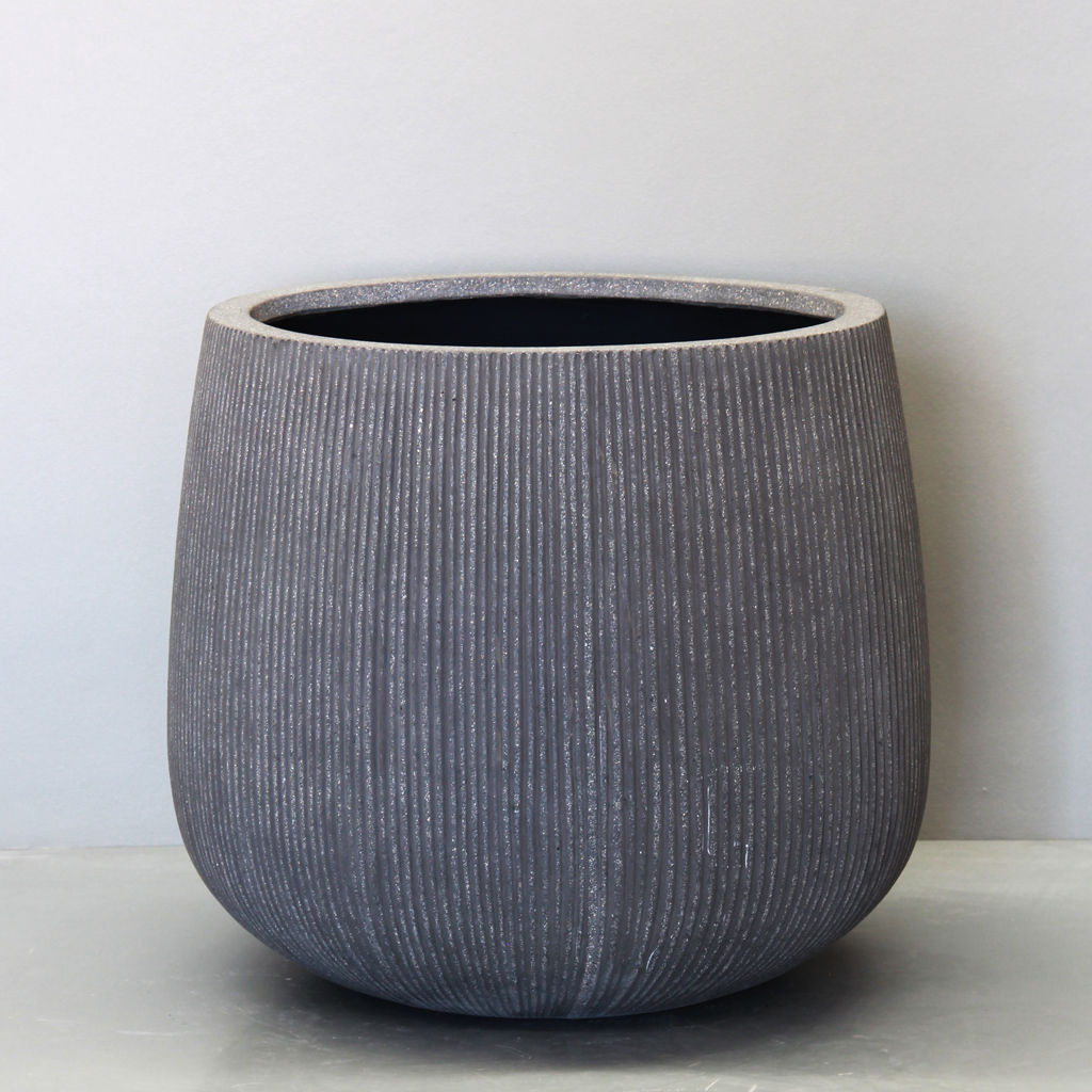 Rough Grey Vertical Stripe Sack Pot