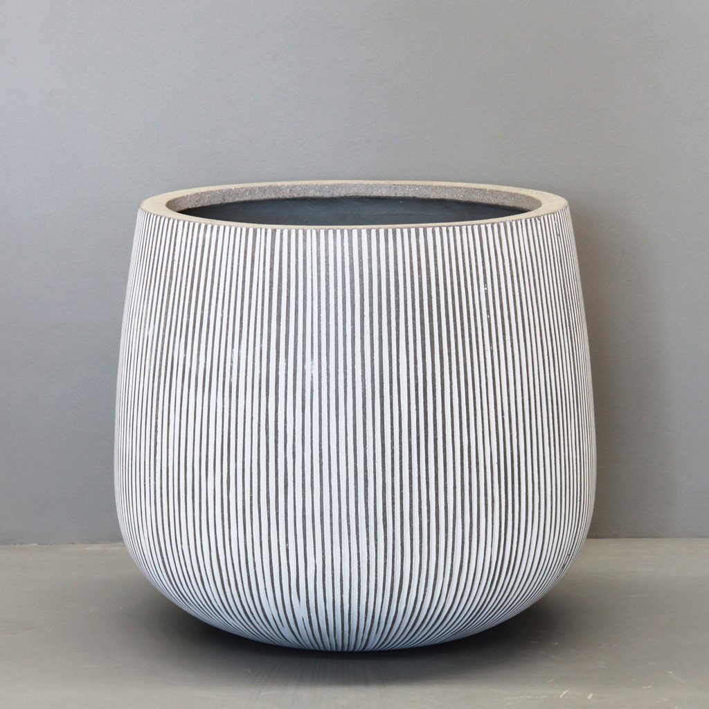 White Vertical Stripe Sack Pot