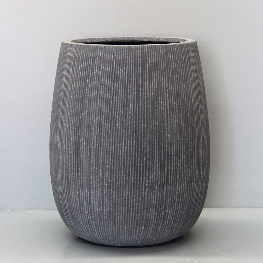 Rough Grey Vertical Stripe Tall Sack Pot