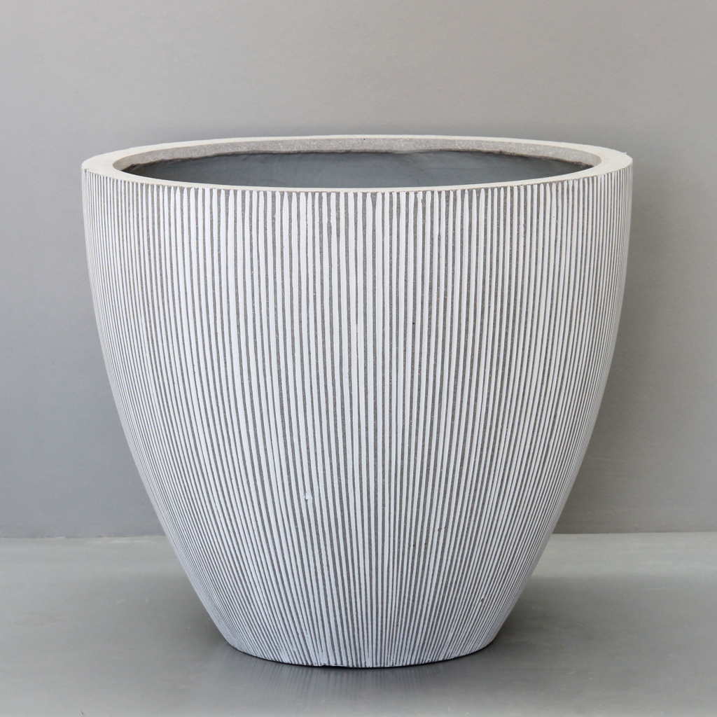 White Vertical Stripe Egg Pot