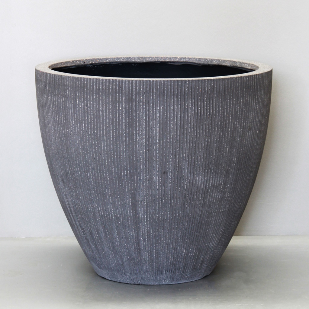 Rough Grey Vertical Stripe Egg Pot