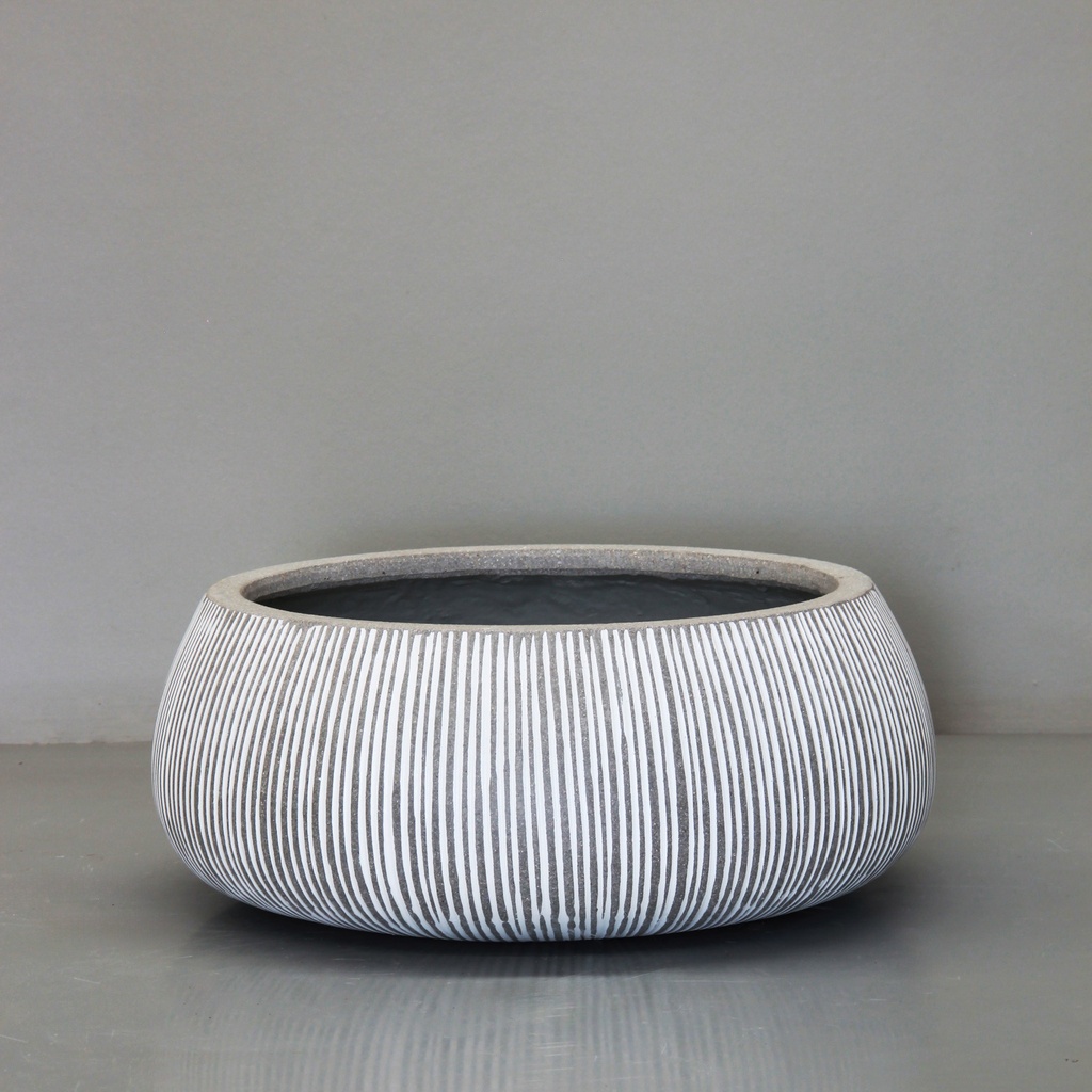 White Vertical Stripe Bowl