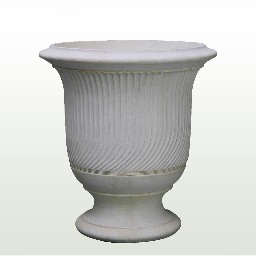 Aged Limestone Striated Anduze Urn