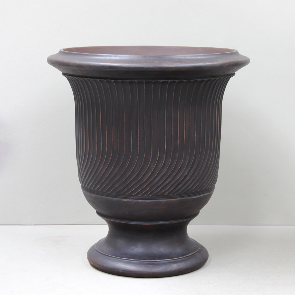 Antique Black Striated Anduze Urn