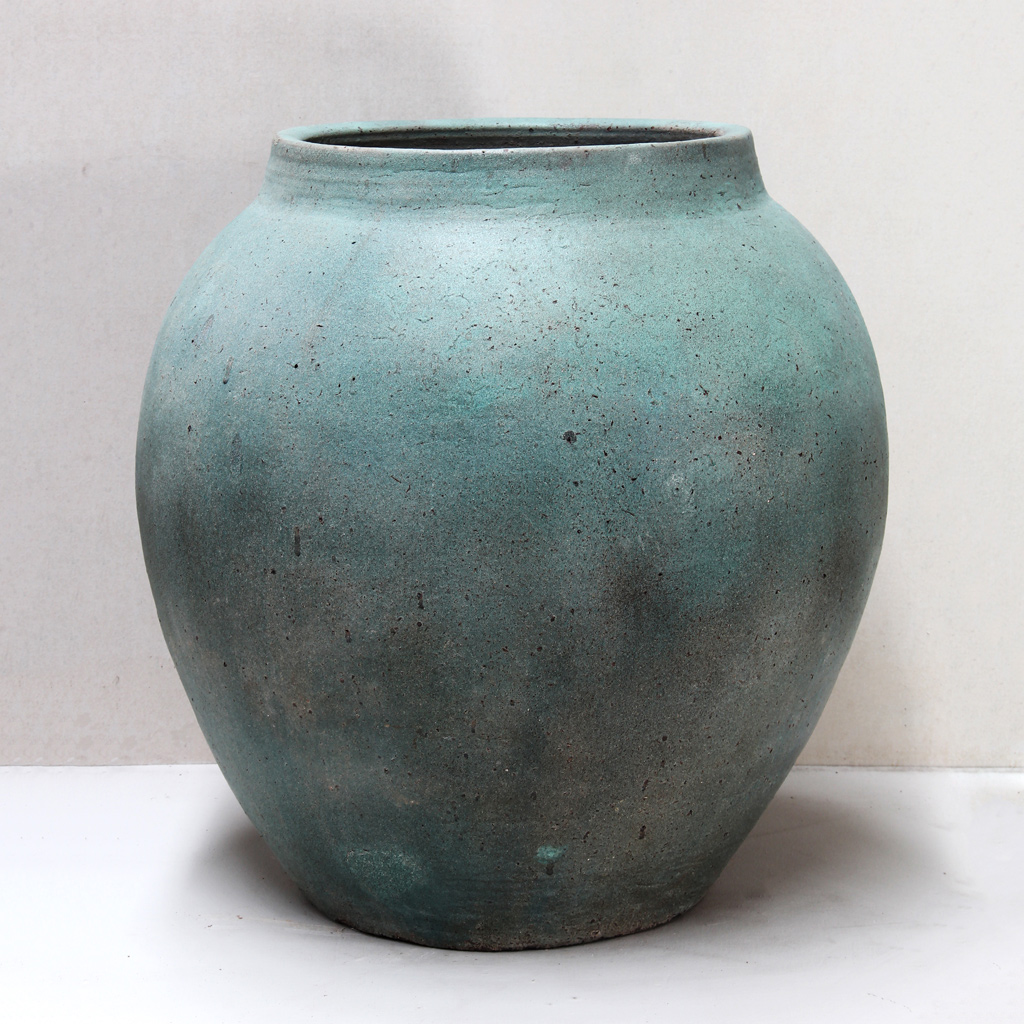 Worn Green Round Jar 