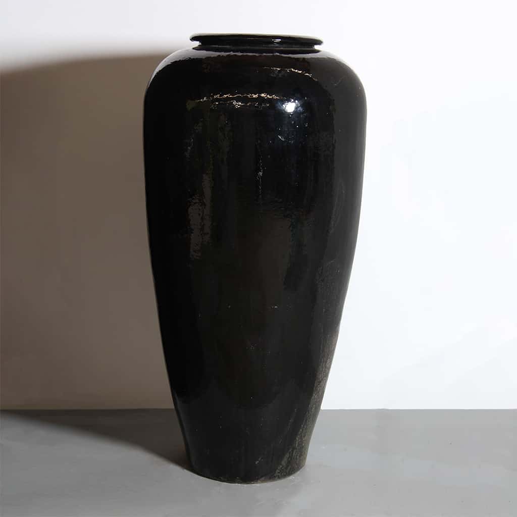 Black Plain Tall Temple Jar                                   D56cm x H116cm