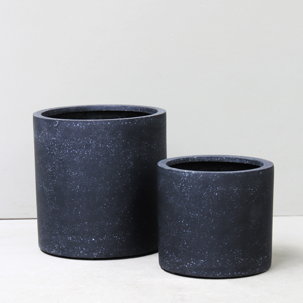 Terrazzo Black Drum Pot