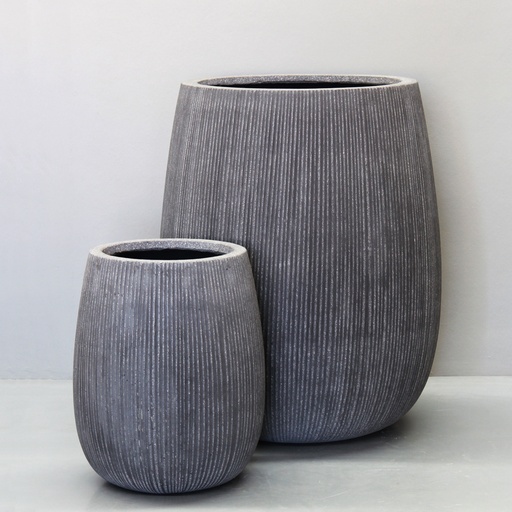 Rough Grey Vertical Stripe Tall Sack Pot