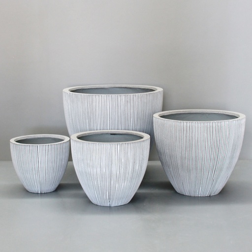 White Vertical Stripe Egg Pot