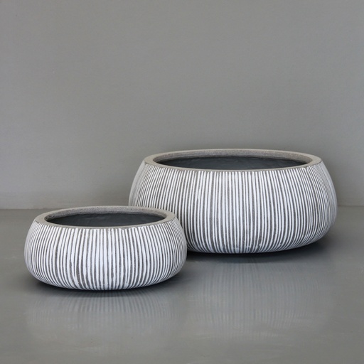 White Vertical Stripe Bowl