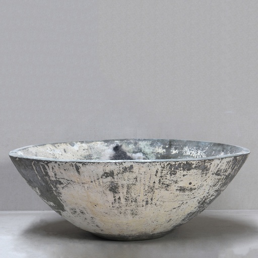 [PF084L-W] Green White Large Plain Bowl D108cm x H40cm