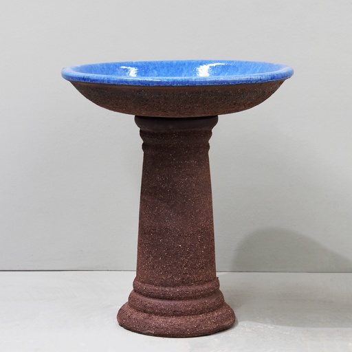 [ZHBBRBC-FWB] Rough Brown Clay + Fireworks Blue Birdbath D53 x 50cm