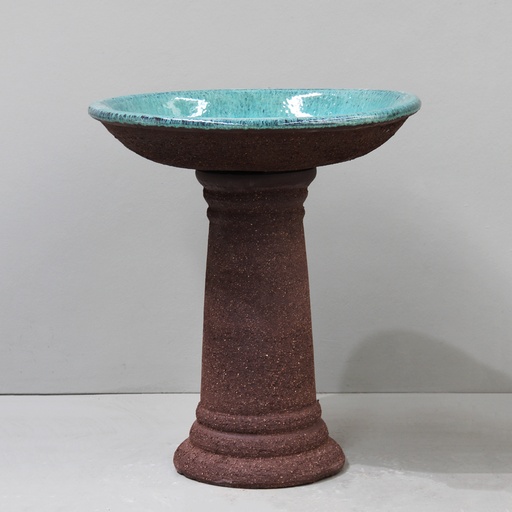 [ZHBBRBC-FWG] Rough Brown Clay + Fireworks Green Birdbath D53 x 50cm