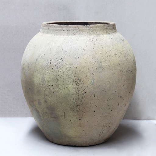 Worn White Round Jar 